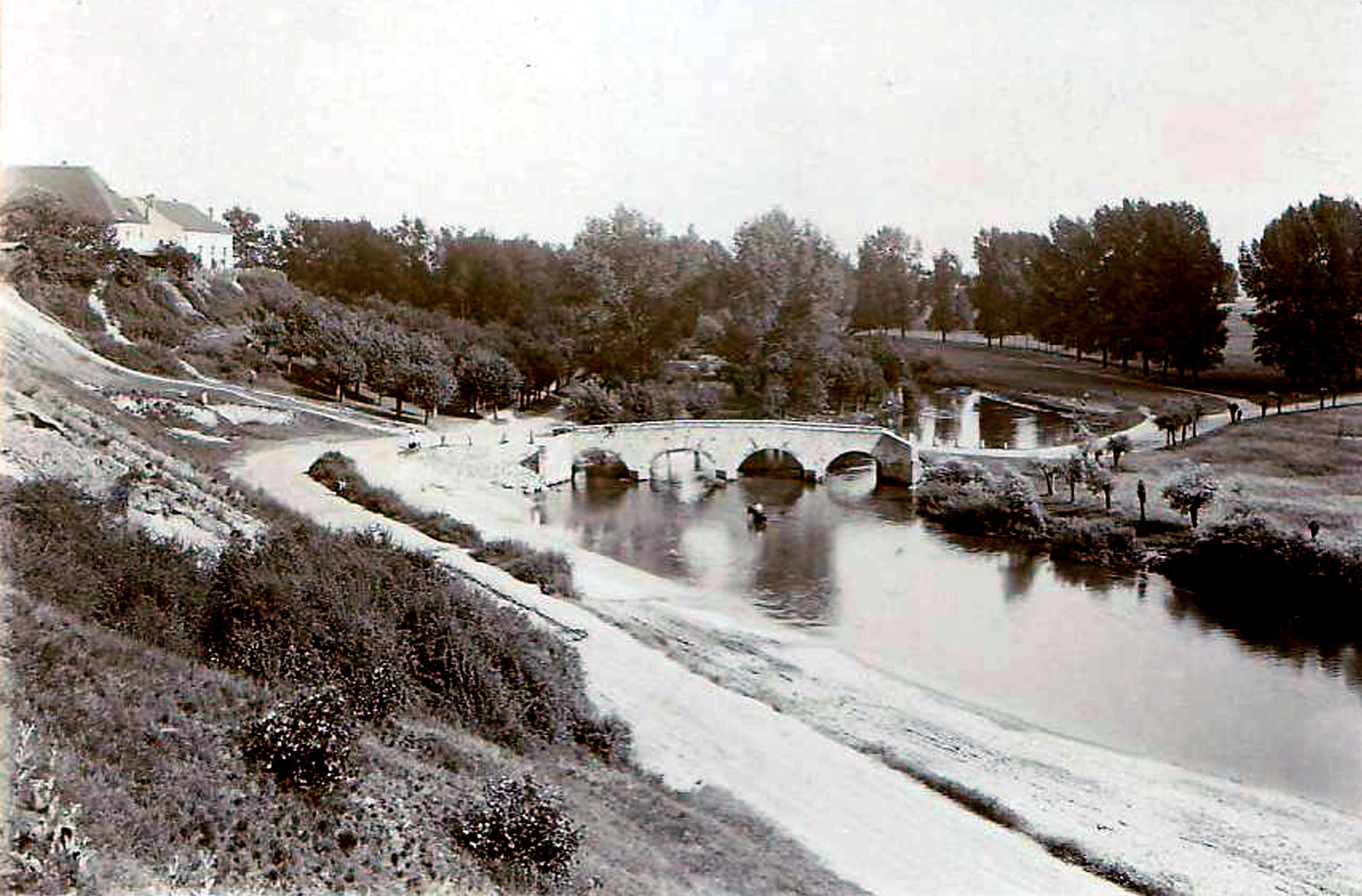 Elstertal mit Broihanschenke (li.) und Schaafbrücke (re.) (ca. 1895)