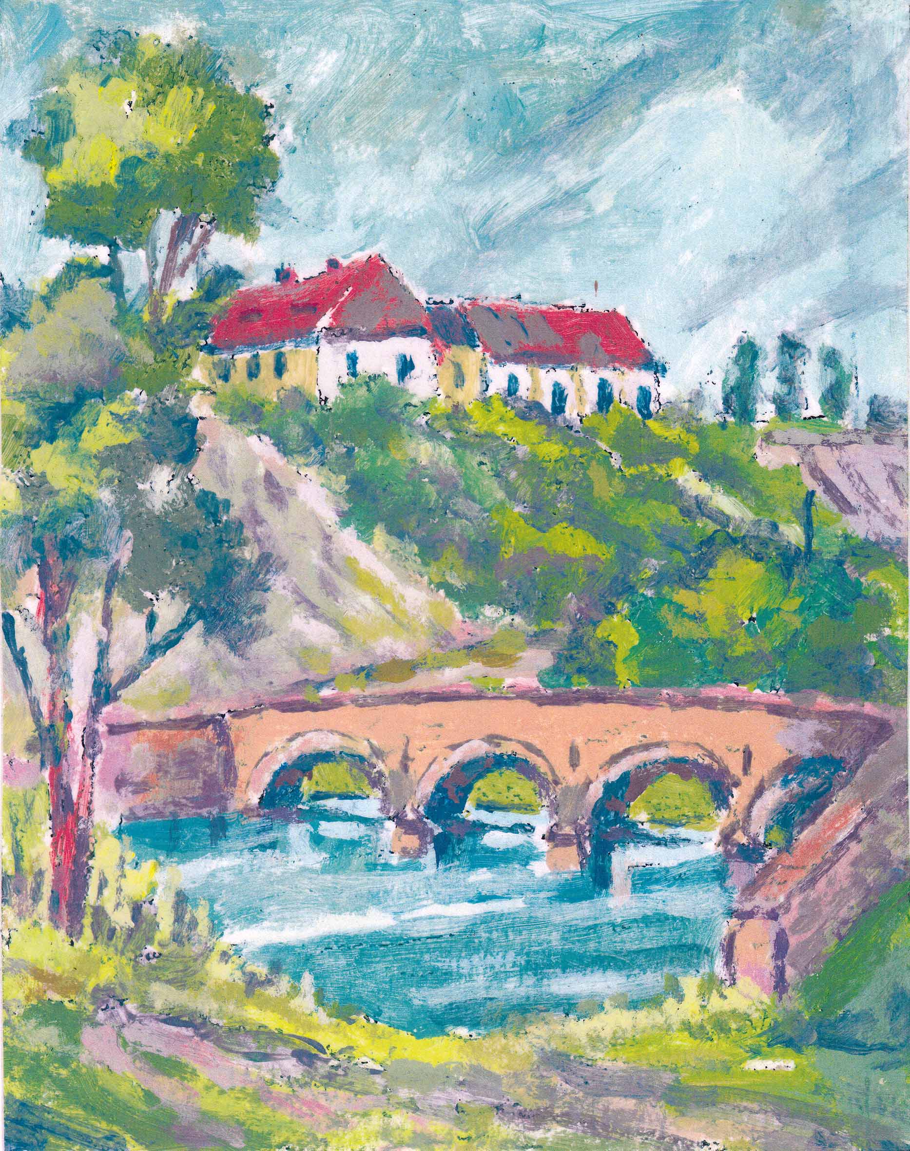 Aquarell von P. Bachmann, Ammendorf